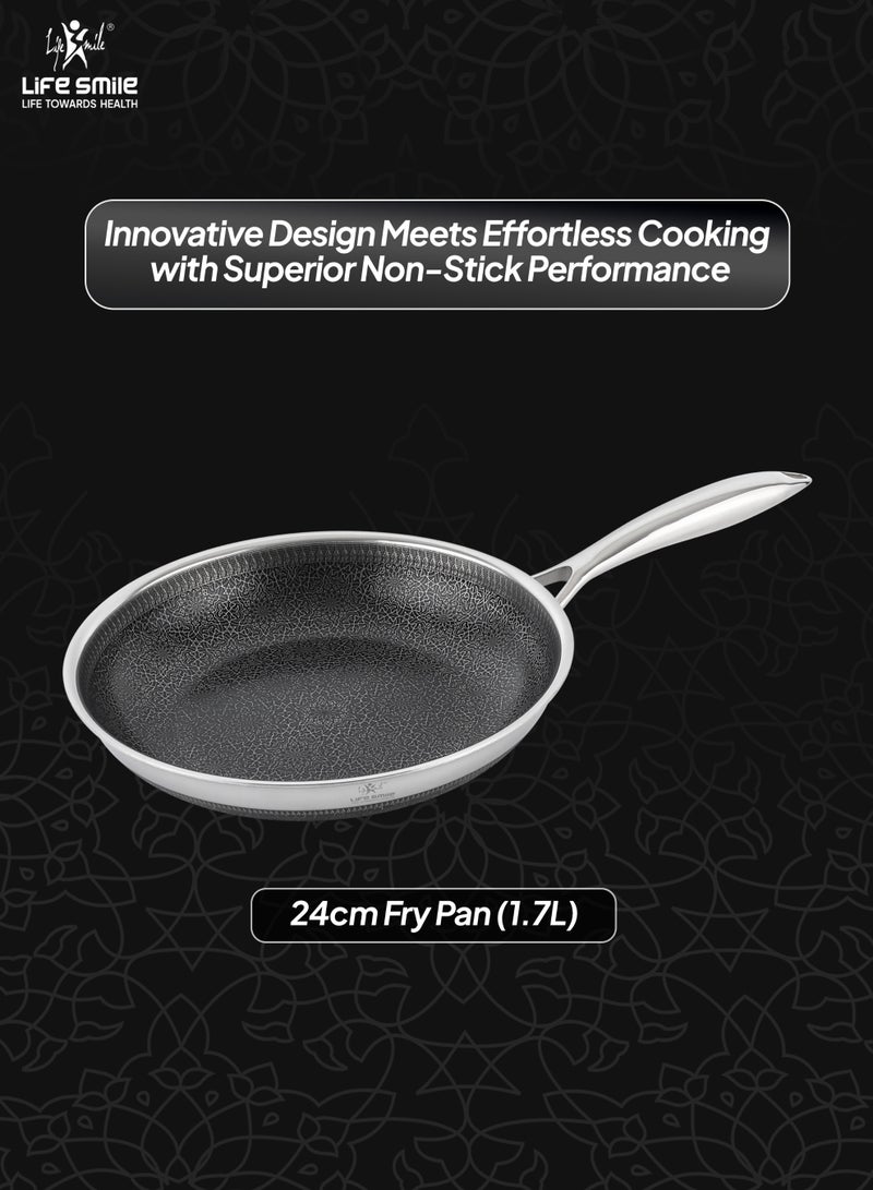 Life Smile 24cm Hybrid Stainless Steel Fry Pan (1.7L) – Non-Stick, Induction Bottom, Scratch-Resistant - Image 3